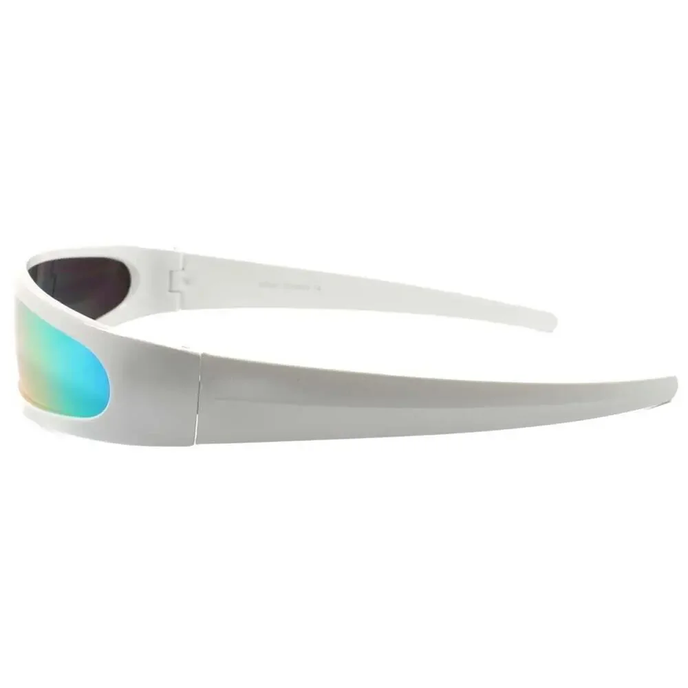 Red Rainbow Mirrored Cyclops Sunglasses White Futuristic Cosplay